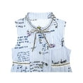 thumbnail image 4 of Girls Dress School Uniform Letter Print Sleeveless Ruffle Dress 7 Years, 4 of 6