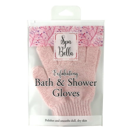 Spa Bella Exfoliating Bath & Shower Gloves, Pink