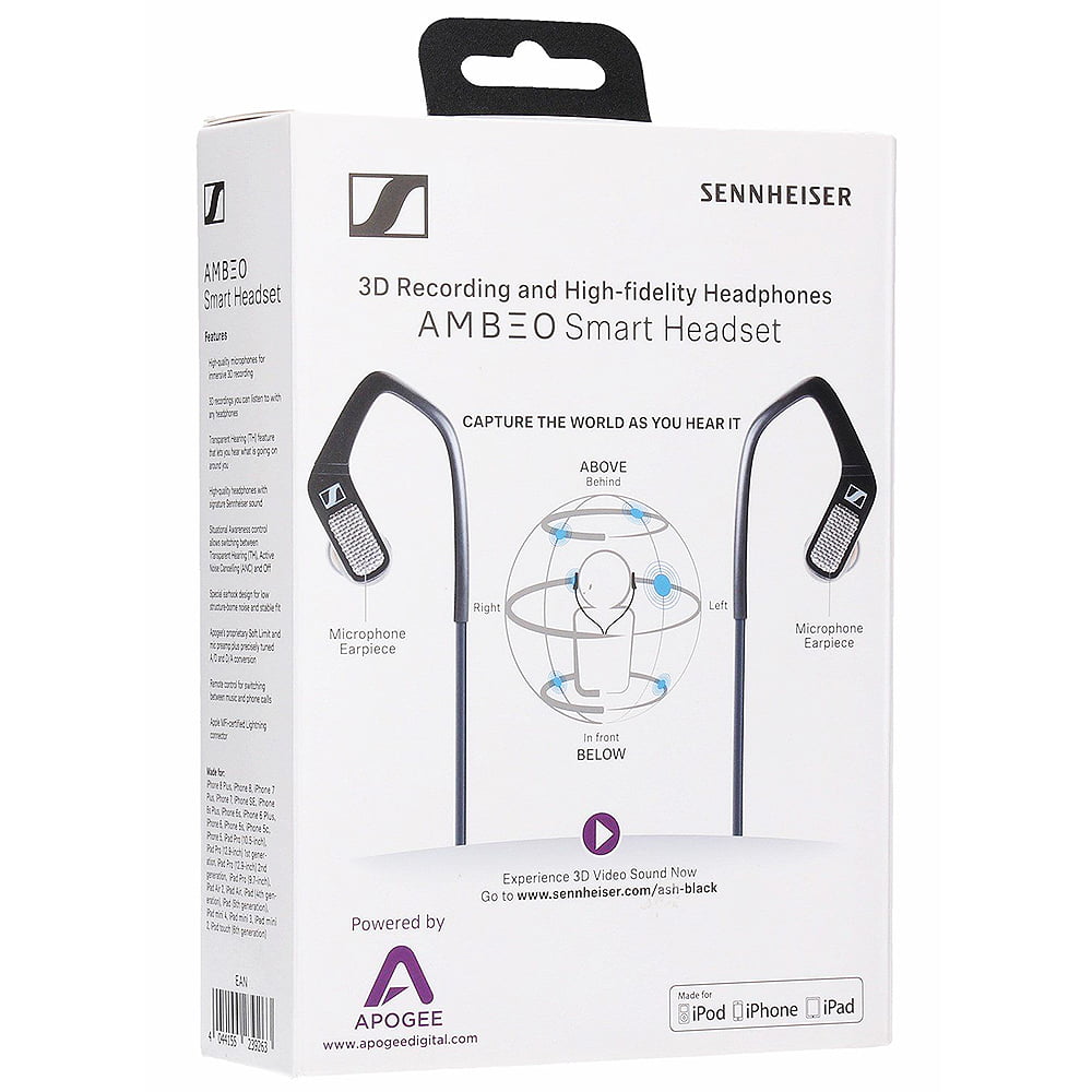 Sennheiser AMBEO Smart Headset - 3D Audio Recording and High-fidelity  Headphones - Lightning Connector for Apple iPhone iPad - Active Noise 