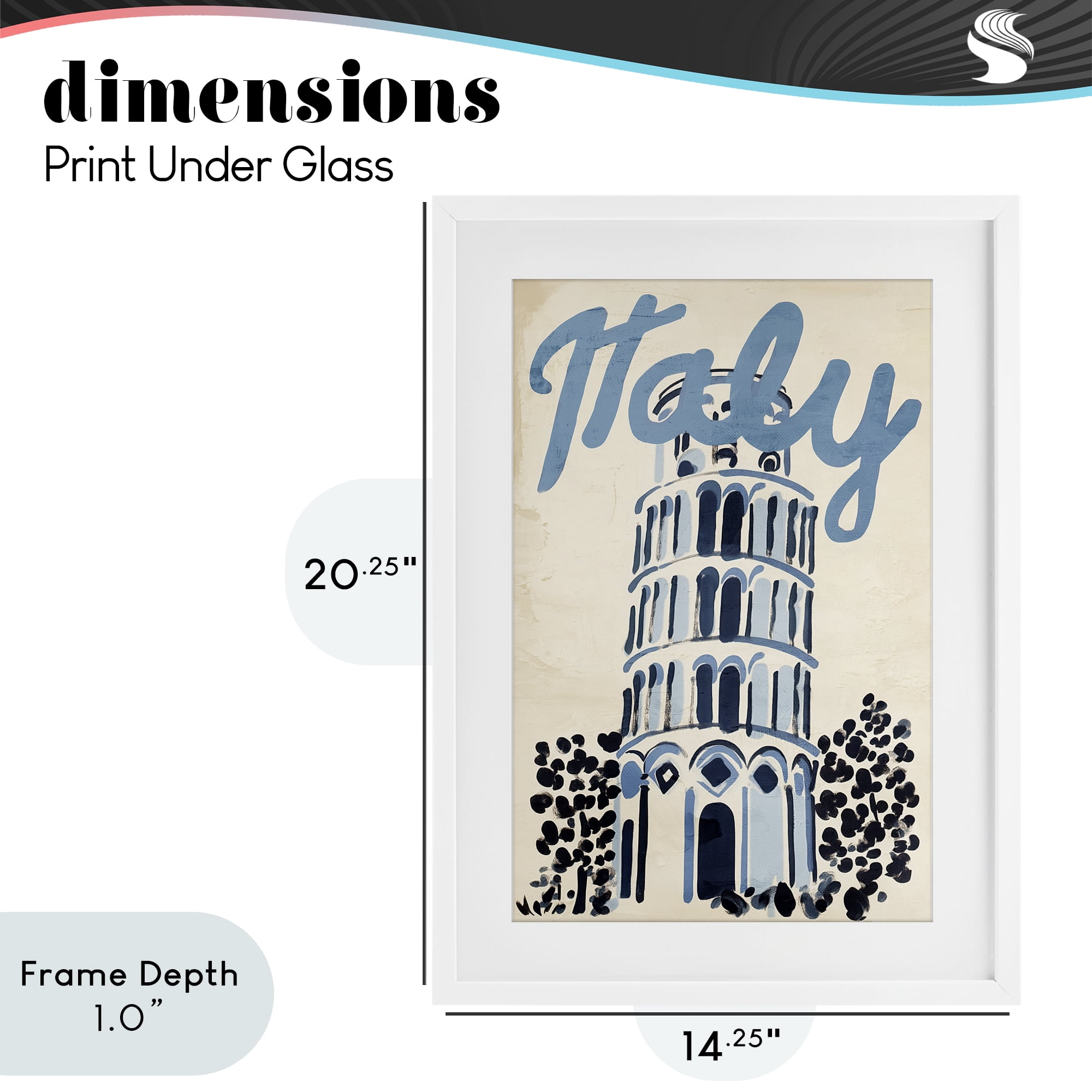 Stupell Industries Blue & Beige Italy Travel White Framed Print Under Glass, design by Annabelle Hall