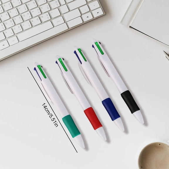 4 in 1 Retractable Multicolor Ballpoint Pen for Office, 4 Color Pen with Black Red Blue Green Ink, Smooth Writing Combo Pen for Journaling and Daily Notes, Assorted