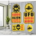 thumbnail image 5 of Ambesonne Space Shower Curtain, Warning Alien Danger, 69"Wx84"L, Black Yellow, 5 of 5