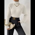 thumbnail image 4 of Suéter de Punto Acanalado con Cuello Alto para Mujer, Ropa de Moda. L, 4 of 10