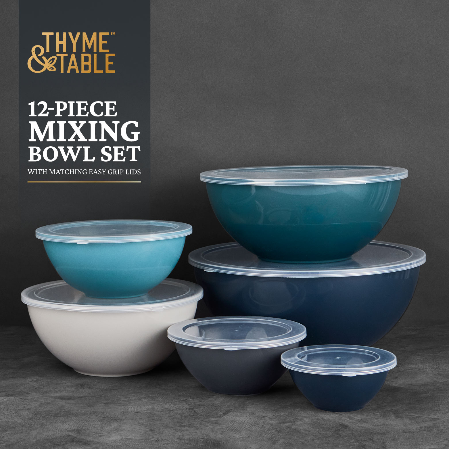 Thyme & Table 12-Piece Nesting Mixing Bowl Set with Lids photo 3