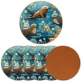 thumbnail image 2 of Platypus Microfiber Leather Round Coasters (6PCS) - 11x11 cm/4.3x4.3 in Square Drink Coasters Set for Table and Home Decor, 2 of 6