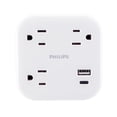thumbnail image 2 of Extensor de sobretensión Philips SPP9393W/37 de 3 salidas con USB, 2 of 7