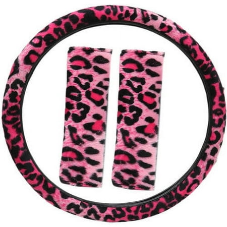 Animal Print Leopard Steering Wheel Cover Belt Pad for Car/Truck/Van/SUV