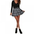 thumbnail image 5 of Women's Elastic Waist Plaid Pleated Skirt Tartan Skater School Uniform Mini Skirts, 5 of 6
