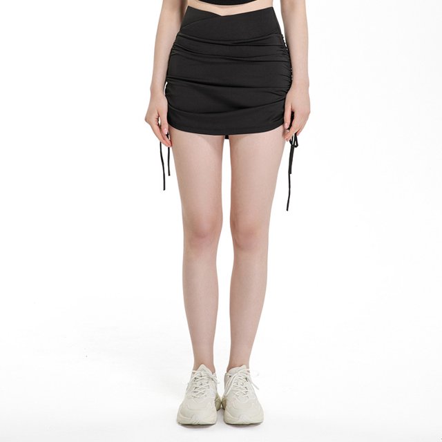 Falda deportiva con cordón en la cintura para mujer, pantalones cortos para correr, yoga, anticaminar, falda de tenis y fitness