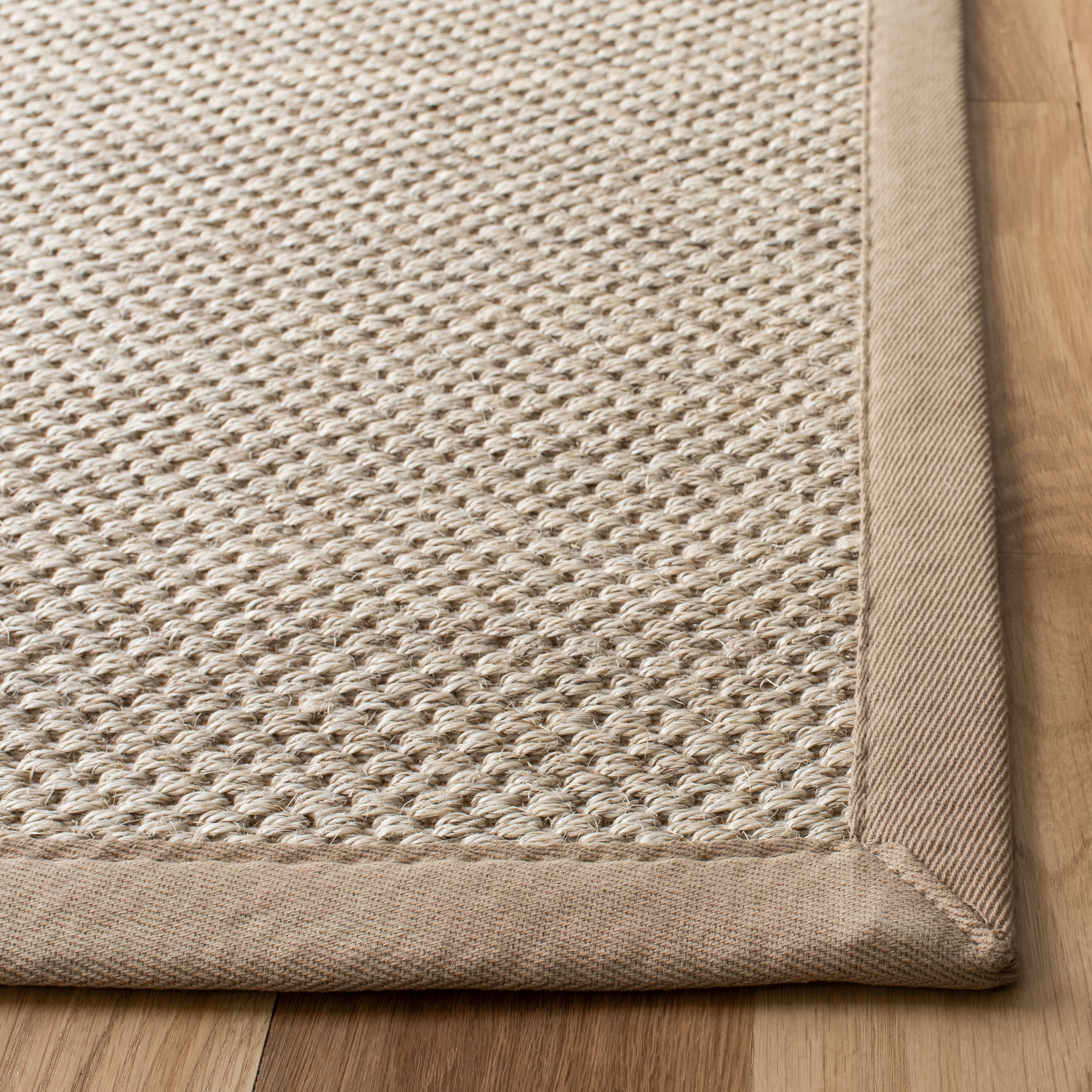 SAFAVIEH Natural Fiber Kentigern Border Seagrass Runner Rug, Marble/Linen, 2'6" x 8'