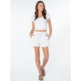 thumbnail image 3 of Celebrity Pink Women's and Women's Plus Lace Trim Tie Front Short, Sizes XS-4X, 3 of 7