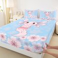thumbnail image 3 of Manfei Kawaii Axolotl Bed Sheets Queen,Pink Cherry Blossom Bedding Queen Size,Pink Blue Sheet Set Queen For Girl,Microfiber Bedroom Decoration,4 Pieces, 3 of 7