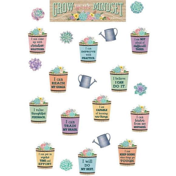 Teacher Created Resources TCR8592 Rustic Bloom Grow Your Mindset Mini Bulletin Board Set