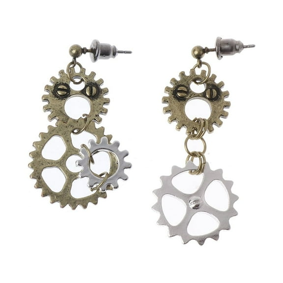 Fashion Jewelry Decor Gear Pendant Dangle Earrings Antique Long Hook Earrings