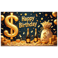 thumbnail image 3 of Golden Theme Happy Birthday Banner Decorative Design Party Backdrop for Birthday Celebration Indoor Party Event, 3 of 8