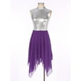 thumbnail image 3 of Nyeemya Womens Praise Contemporary Dance Dress Metallic Sleeveless Liturgical Dance Dress Tunic Purple 3XL, 3 of 7