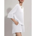 thumbnail image 2 of Bliwov Womens Two Piece Sets Summer Lounge Outfits 2 Piece Sweatshorts Fashion Tracksuit 3/4 Sleeve Trendy Athletic Clothing, 2 of 11