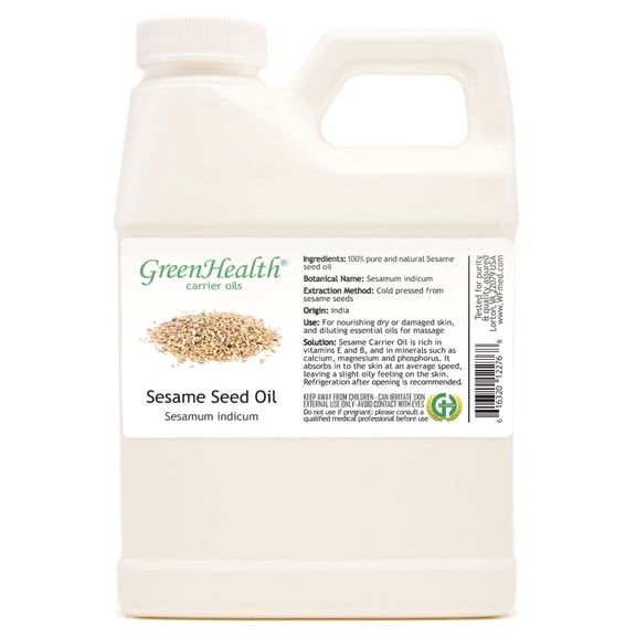 GreenHealth Sesame Seed Carrier Oil White Plastic Jug with Cap 16 fl oz