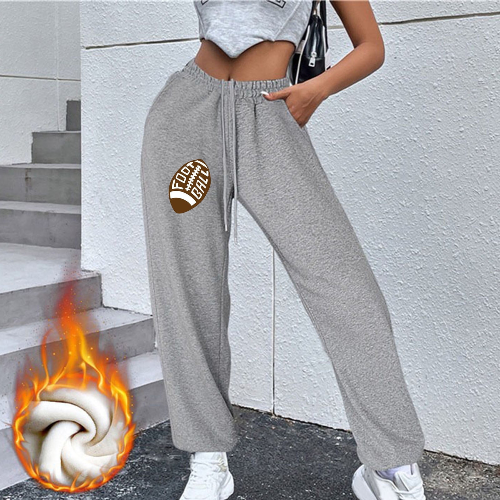 BUIgtTklOP Pants For Women Clearance Womens Flame Printing Sweatpants Loose  Lounge Trousers With Pockets High Waist Pants 