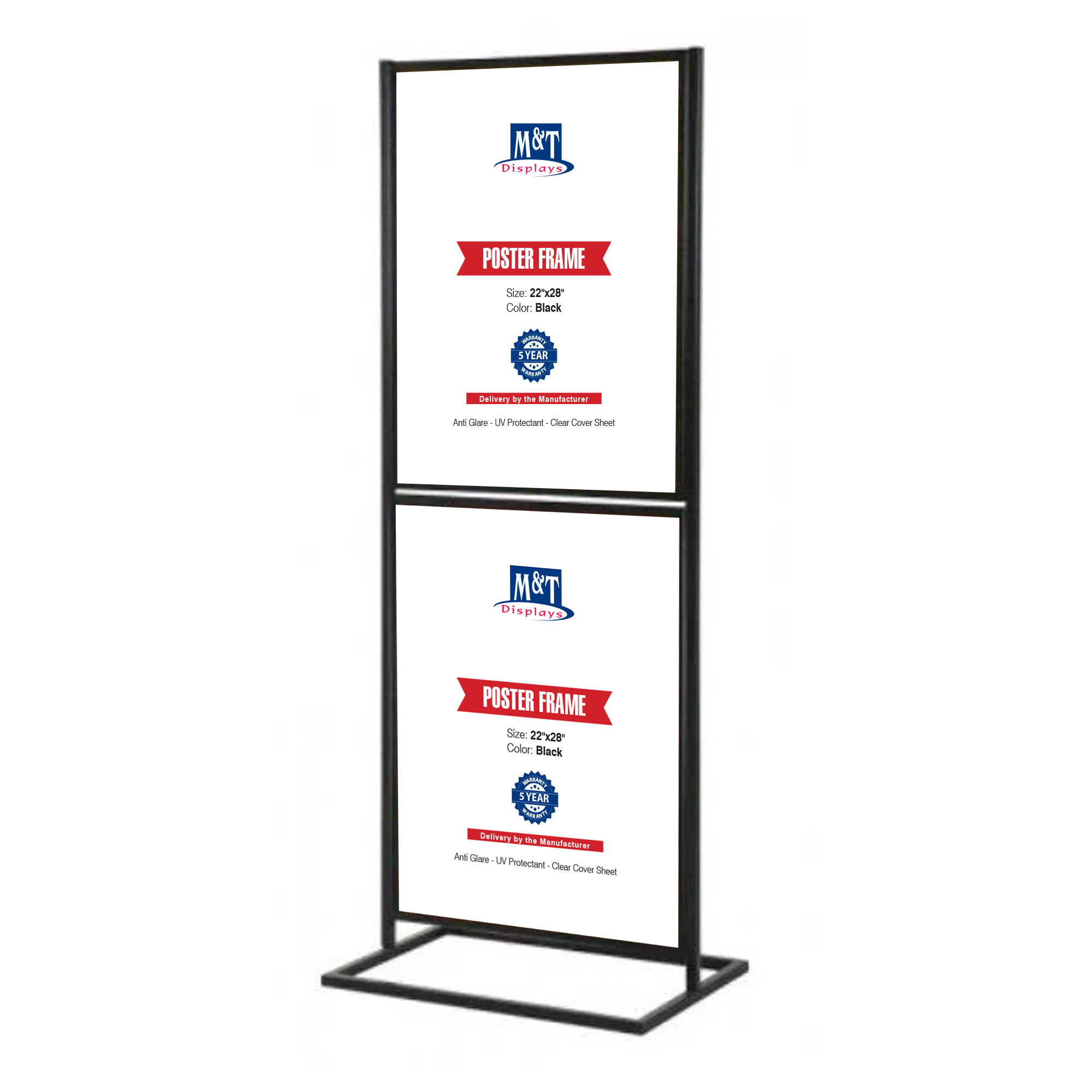 MT Displays Metal Eco Info Board, Black 22x28 Inches Slide-In Poster Sign  Holder Tier Double Sided Floor Standing Pedestal Advertising Display with  Backing and Anti-Glare PET Cover