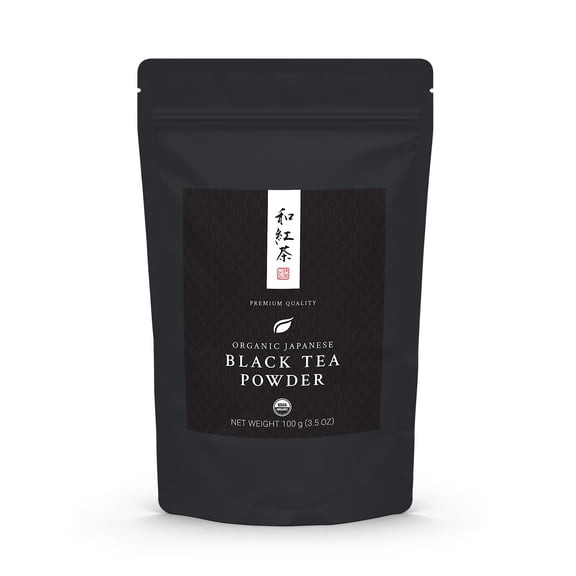 Organic Japanese Black Tea Powder - Premium Wakocha - USDA Certified - 100g Bag