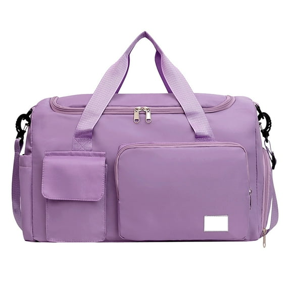Btomtd Gym Bag with Dry and Wet Separation, Large Capacity Travel Tote Bag with Shoe Compartment, Casual Sports Handbag and Single Shoulder Bag for Trips, Purple