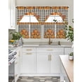 thumbnail image 4 of Orange Pumpkin Swag Kitchen Curtains Sets for Windows 24 Inch Length, Thanksgiving Maple Leaf Botanical Black Plaid Short Window Curtain Swags Valances and Tiers 3 Piece Set for Cafe/Dining Room, 4 of 5