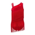 thumbnail image 4 of vastwit Robe de Danse Latine à Franges pour Filles, Justaucorps de Performance Jazz Tango à Pampilles, Justaucorps de Gymnastique Rouge 16, 4 of 6