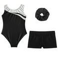 thumbnail image 4 of TiaoBug Gymnastics Leotards for Girls Dance Unitards with Shorts and Hairband Skating Jumpsuit Activewear Set Black 16, 4 of 5