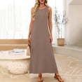 thumbnail image 4 of Uootdi Robes Maxi pour Femmes Col Rond Sans Manches Robes Amples avec Poches Décontractées Longues Robes d'Été pour la Plage Cadeau, 4 of 8