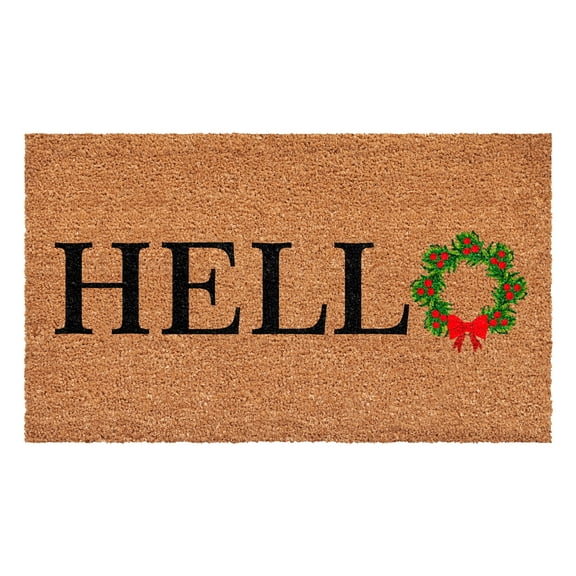 Hello Christmas Wreath Doormat,24"x36"