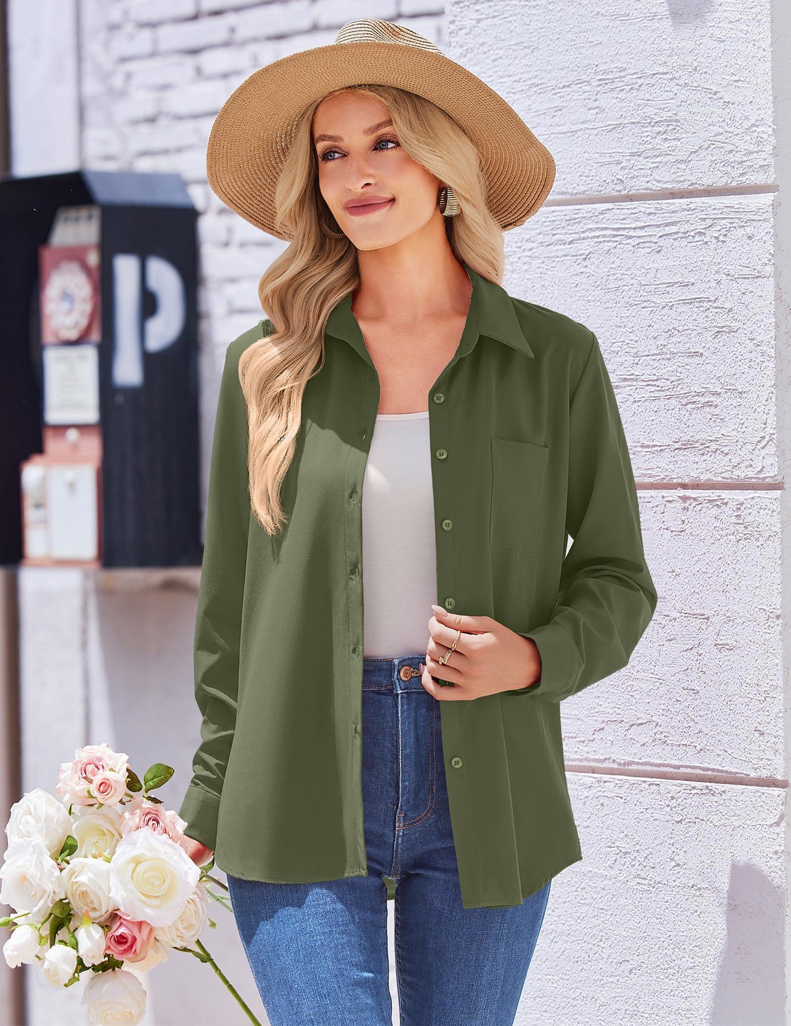 Zeagoo Long Sleeve Button Down Shirts for Women Business Casual