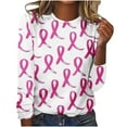thumbnail image 2 of cllios Womens Breast Cancer Shirts Pink Ribbon Graphic Tees Funny Long Sleeve Tops Dressy Casual Blouse Breast Cancer Survivor Gifts T-shirts, 2 of 4