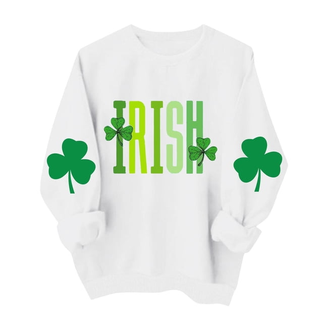 Tauxra Chandails à Enfiler de la Saint-Patrick pour Femmes, Manches Longues, Col Rond, Coupe Ample, Blouse Tunique Décontractée pour Femmes