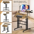 thumbnail image 3 of Small Standing Desk with Wheels, Mobile Stand Up Desk, Portable Standing Table on Wheels for Walking Pad, Rolling Computer Desk Adjustable Height, Tall Table, 3 of 17