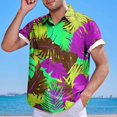 thumbnail image 4 of Mens Manga Corta Botón Abajo Camisas Casual Suelto Impreso Cardigan Girar Cuello Blusa, Transpirable para el Entrenamiento, 4 of 6