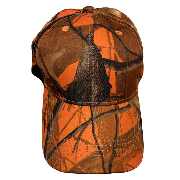 Black Duck Brand Camouflage Hat with Hardwood Pattern, (Orange Camo)