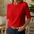 thumbnail image 5 of VBVC Women's Crewneck Half Sleeve T Shirt , Ladies' Lightweight Basic Tee , Stretchy Loose Fit Work Top For Women, S-2XL, 5 of 8
