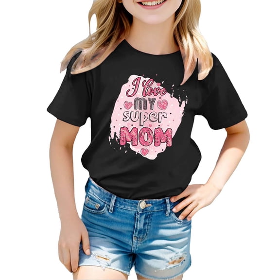 Hiijoy Infant Girls Mother's Day T-Shirt Short Sleeved Cotton T Shirt for Kids, Sizes 1-9