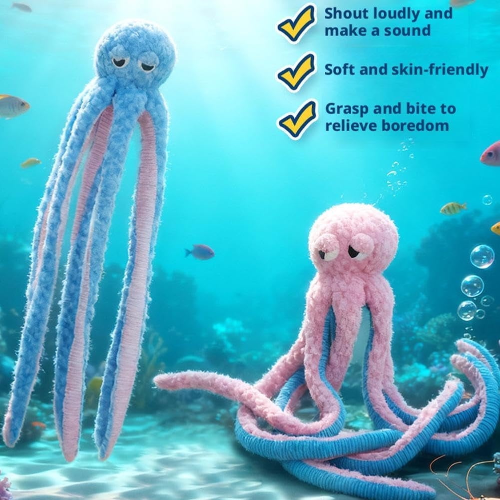 40 Inch Interactive Rope and Plush Squeaky Dog Toy, Long Tough Chew Toy for Aggressive Chewers, Durable Training and Fetch Toy for Small Medium Large Dogs, Teeth Cleaning and Boredom Relief, HAODEJW