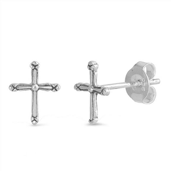 Sterling Silver Cross Traditional Christian Faith Earrings 925 Jewelry Female Unisex