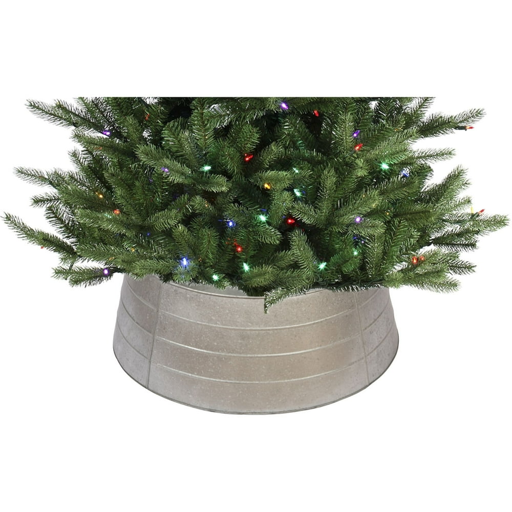 28" Silver Rustic Christmas Galvanized Tree Collar