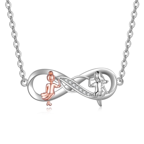 MYSTICPOEM Sisters Necklace for Women Sterling Silver Heart Necklace Pendant Forever My Friend Female Friendship Jewelry Birthday Christmas Holiday Graduation Gift (Sisters Infinity Necklace)