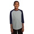 thumbnail image 1 of SPORT-TEK Camiseta de béisbol PosiCharge para niños S Plata/Azul marino deporte-tek YST205, 1 of 1