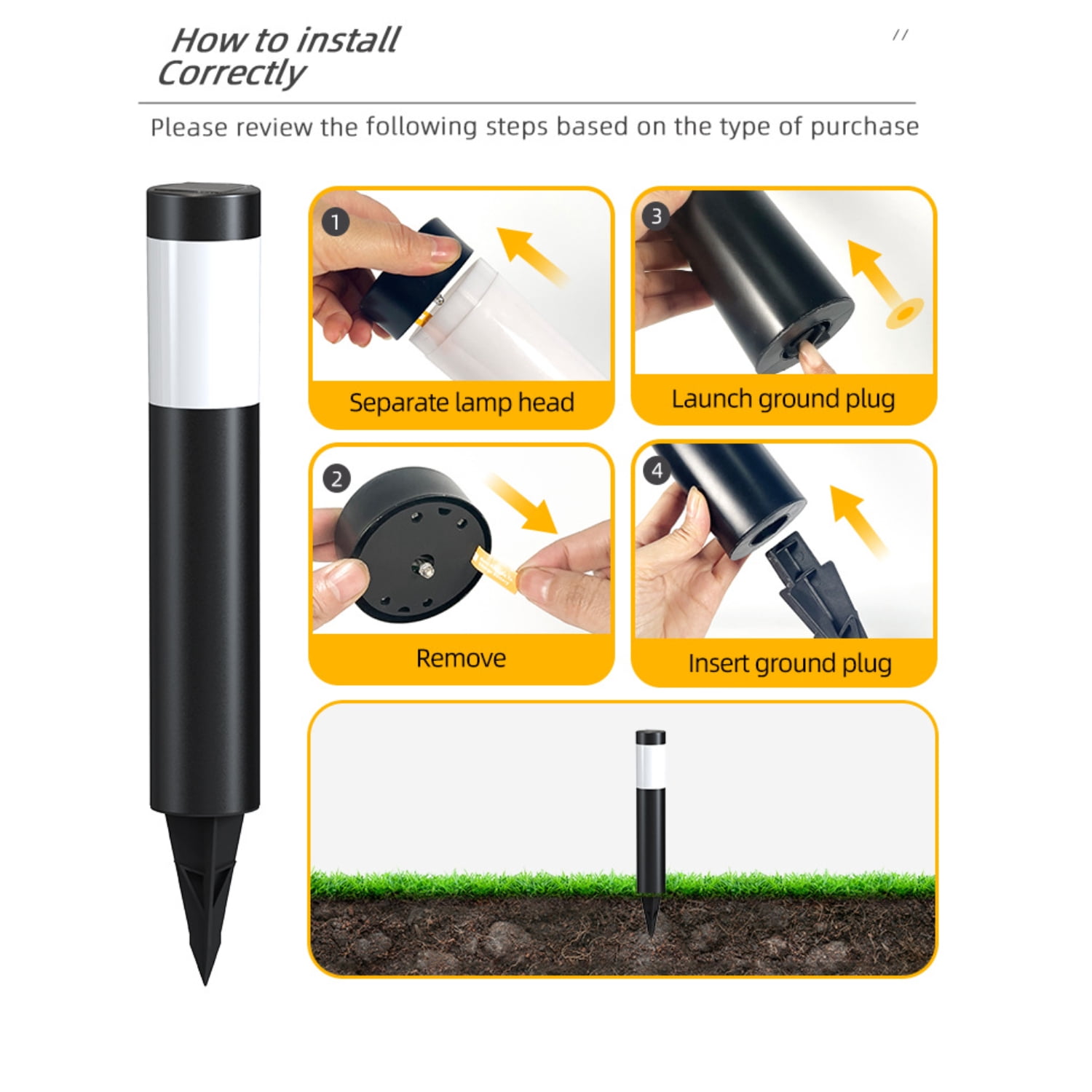 Solar pathway lights outdoor, cylindrical garden lights, auto on/off, waterproof, warm white LED