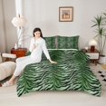 thumbnail image 4 of Homewish Boys Girls Zebra Print Full Size Comforter Sets 3-Piece,Abstract Geometric Stripes Bedding Comforter Set,Black Green Lightweight Bedding Sets,Ultra Soft Home Decor,Reversible, 4 of 8