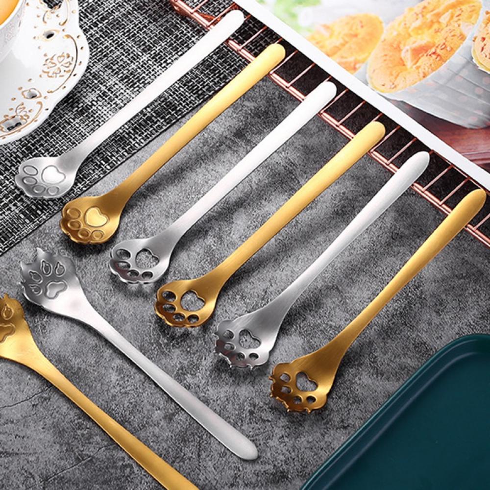 Cat Paw Coffee Spoons, Cute Dog Paw Claw Stainless Steel Teaspoo,n