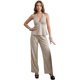 thumbnail image 1 of Conjunto para Mujer 2 Piezas Blusa Halter Escote Profundo y Pantalón Recto Rayado, 1 of 5