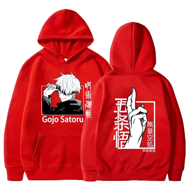 Nuevas sudaderas con capucha de moda divertidas Satoru Gojo sudadera con capucha estampada Harajuku sudaderas mujeres hombres Anime ropa de manga larga