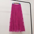 thumbnail image 4 of DHFJKG Layered Long Skirts For Women High Waist Flowy Mesh Party Dress Flared Ruffled Hem Solid Color Trendy Skirt, 4 of 4
